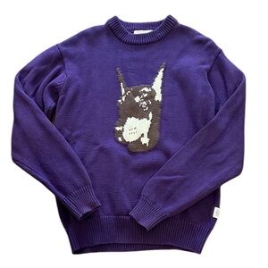 Vintage 1990’s Joyrich Doberman purple knit cotton sweater Men’s size M